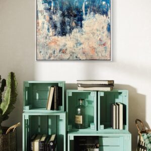 Blue Jeans Painting - displayed on wall