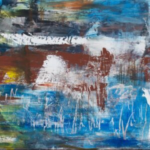 Layered application with scraping, dragging, and mark-making