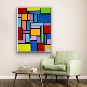 Large scale painting in interior setting